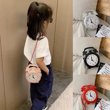 Детские милые Мультяшные часы с принтом, сумка через плечо, модная детская сумка-мессенджер из искусственной кожи для девочек