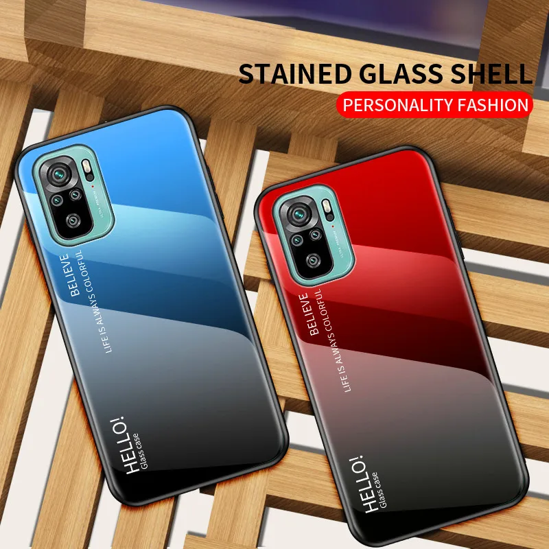 Xiaomi Redmi Note 10 Pro Max 4g Case Gradient Tempered Glass Back Cover 