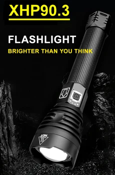 

P90 LED Flashlight XHP90.3 70.2 Super Bright Flash Lights USB Rechargeable Zoom Tactical Torch Camping Searching hand Lamp light