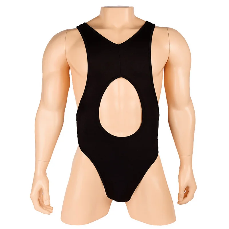 Sexy Lingerie Men Gay Fetish Leotard Thong Bodysuit Wrestling Singlet Tank Hollow Out Teddies Night Clubwear Pole Dance Costume black teddy lingerie