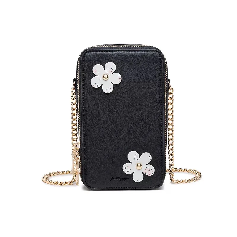 

New High Quality Cross Body Summer Phone Bag PU Leather Chain Shoulder Bag Wallet Purse Handbag Card Holder Flower Decoration