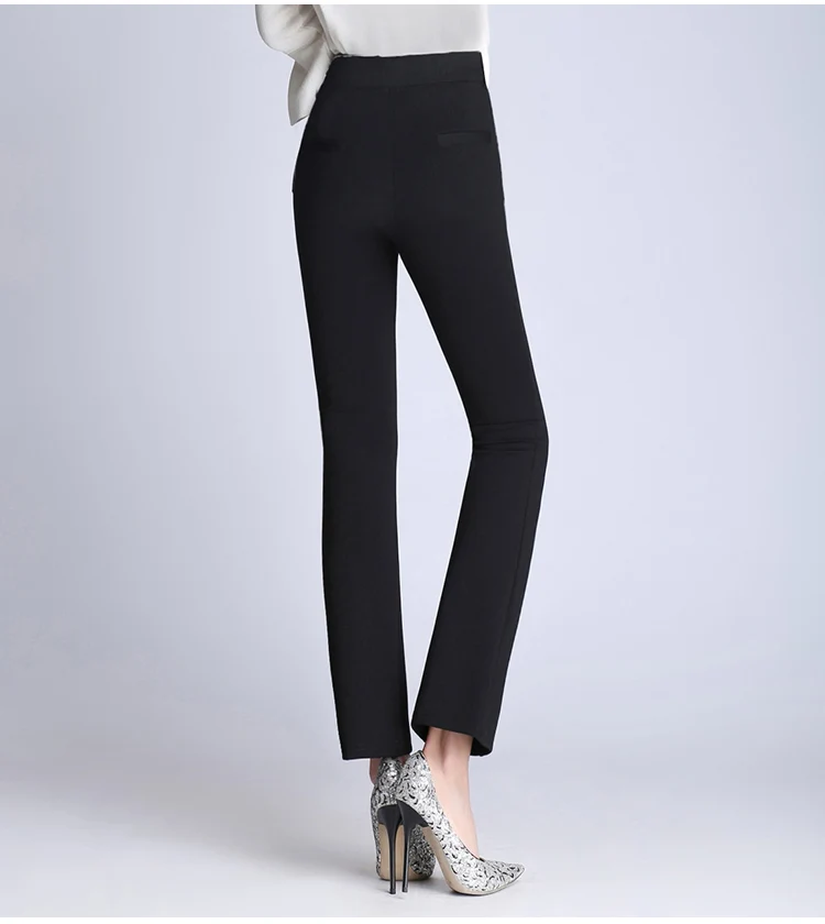 Pantalon, большие женские брюки, высокая эластичность, OL, для девушек, для офиса, для работы, узкие брюки, черные, белые, с высокой талией, брюки для женщин, Q162