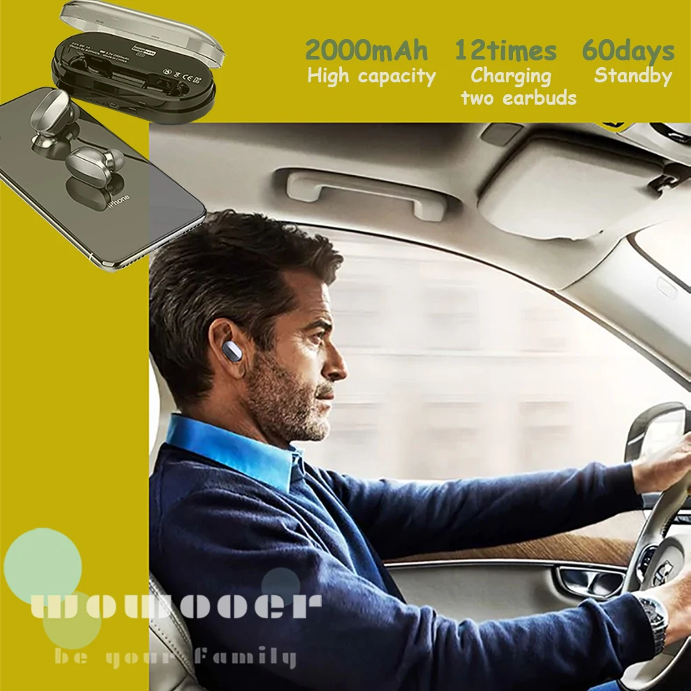 

Car Headset with Mic HD Stereo Sweatproof for iPhone Android Smart Phones Bluetooth Headphones Best Wireless Earbuds Waterproof