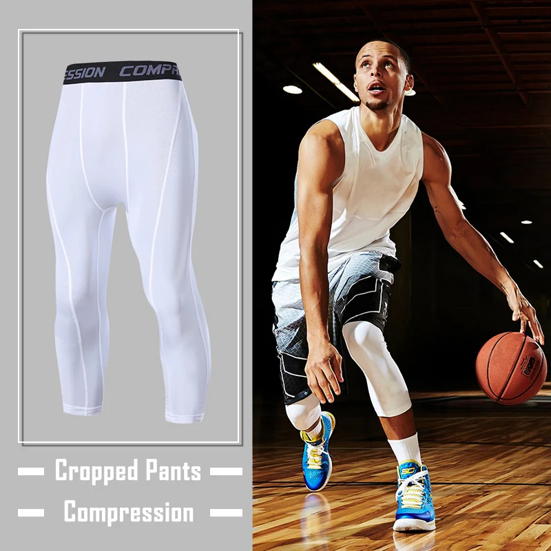 Mallas deportivas para hombre, pantalones de compresión recortados para baloncesto, ropa deportiva para gimnasio y Fitness - Mobile