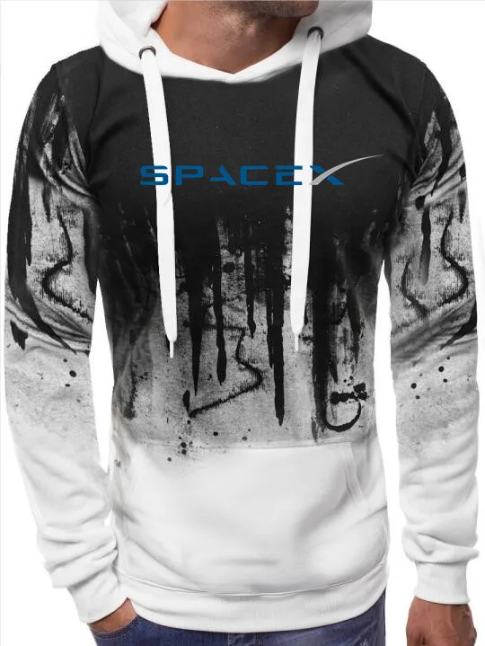 

2019 Spring Autumn SpaceX Hoodies Men Space X Logo Men's Popular Custom Sweatshirts Gradient color High-quality
