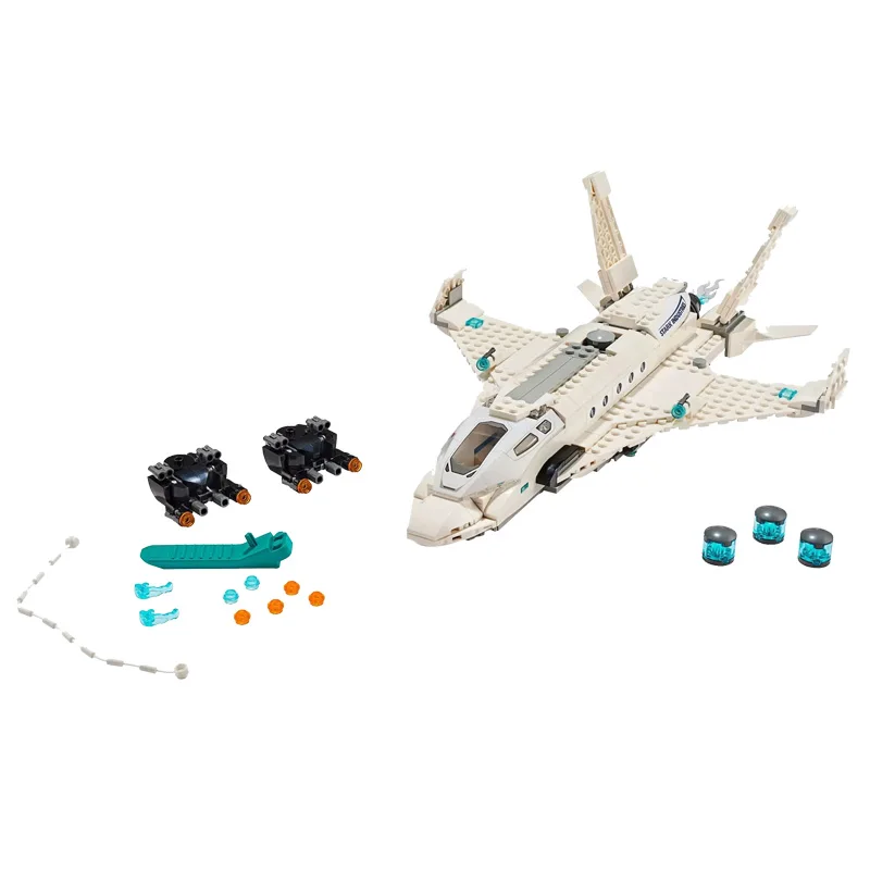 

Marvel Super Heroes Toys Stark Jet and Drone Attack Compatible Legoine Spider-Man Far From Home 76130 Building Blocks Kids Gift