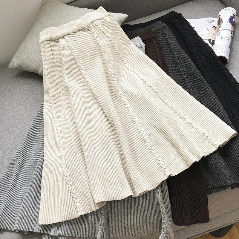 

High-waisted Solid Color Simple Elastic Waist Versatile Skirt Korean-style Elegant Women's Fashion New Style Casual Western Styl