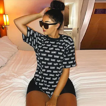 

SEASONS 2020 Cotton Letters Print Short Sleeve Baggy Casual Top Chic Summer Women Fashion Oversize Outfits T-shirts ASTS80667