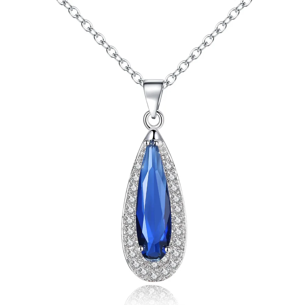 

For MoMGS9 Long drop-shaped zircon necklace Simple oval micro-set pendant necklace Korean version of jewelry foreign trade new