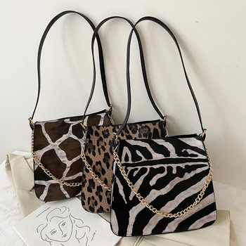 

Retro Leapord Animal Cow Milk Pattern PU Leather Shoulder Bags For Women 2020 Large Capacity Totes Female Pu Leather Chain Bags