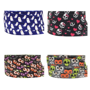 

Halloween 10 Yard 5/8" 15mm Ghost Skull Print Fold Over Elastic FOE Spandex Band Dress Sewing Trim