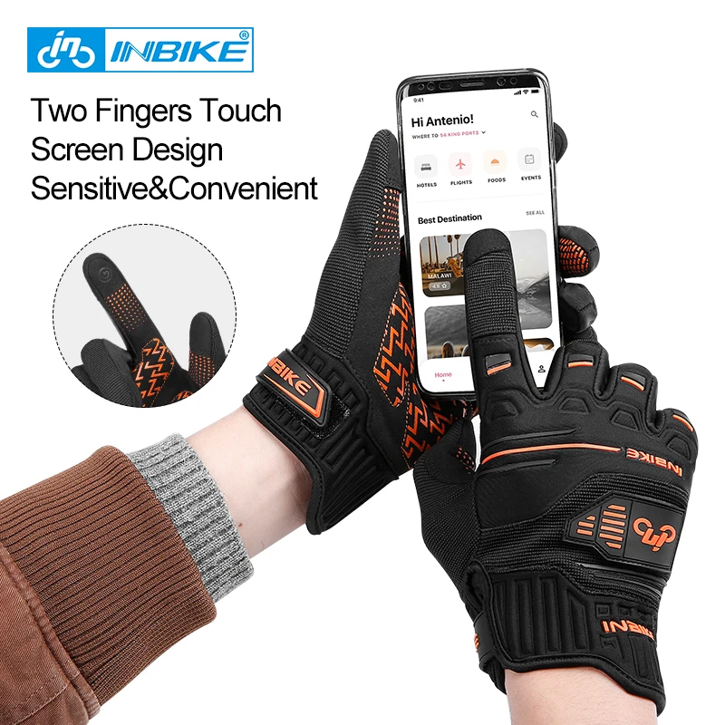 INBIKE MTB Bike Gloves Full Finger Thickened Pad Shockproof Breathable Road Bicycle Gloves Men Women Sport Cycling Gloves MC030 4
