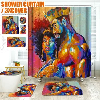 

180x180cm Bathroom Set Waterproof Shower Curtain Bath Cover Bathroom Decor Oil Painting of Prince and Princess Type