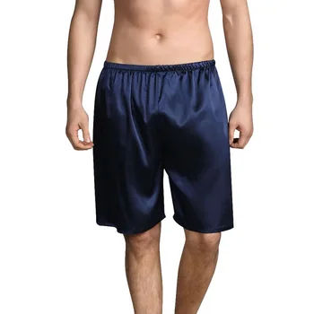 

Solid Color Sleepwear Men Sleeping Shorts Sexy Nightwear Underpant 2020 Plus size Summer Boxers Shorts Silky Satin Pajama Shorts