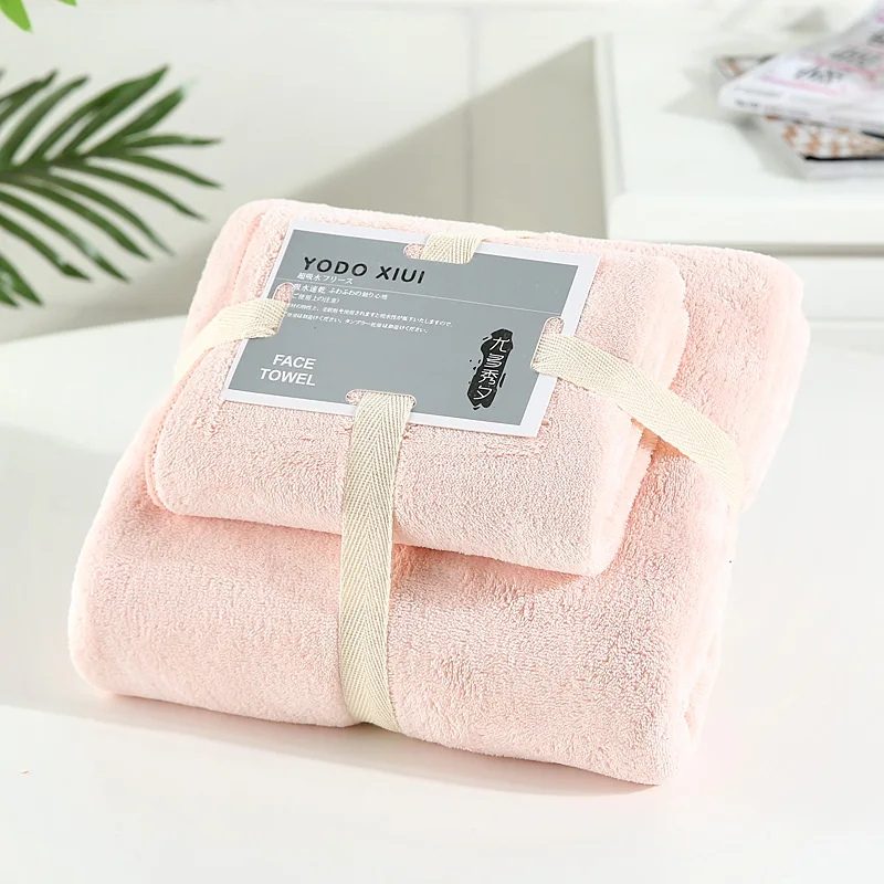 Утолщенное полотенце из микрофибры кораллового бархата для сухих волос для женщин, мягкое супер абсорбирующее полотенце для занятий йогой и взрослых, быстросохнущее полотенце для лица - Цвет: Pink