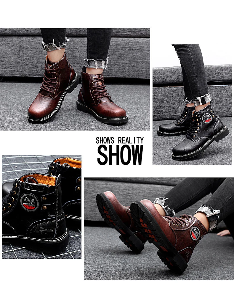 Осенняя рабочая обувь Мужская Рабочая обувь с высоким берцем темно-коричневого цвета обувь из натуральной кожи черного цвета мужская обувь, размеры 38-46