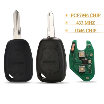 

Kutery 10pcs 2 Buttons Car Remote Key 433Mhz ID46 Pcf7946 For Renault Traffic Master Vivaro Movano Kangoo Ne73/Vac102 Blade