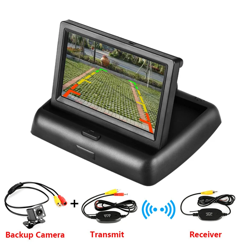Беспроводной 4,3 дюймовый TFT ЖК-монитор автомобиля складной монитор дисплей камера заднего вида парковочная система для автомобиля заднего вида NTSC PAL