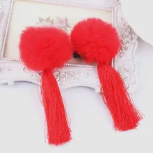 Детский головной убор и заколка для волос, очень большой пушистый помпон из меха кролика рекса, помпон с кисточками, детские заколки, пара заколок для волос