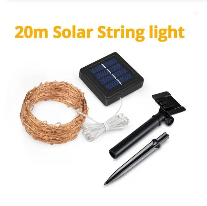 Solar 20M LED String Солнечный светодиодный свет шнура на расстоянии до 20 м светодиодный уличная гирлянда водоотталкивающий для Патио Сад Двор вечерние Свадебный Рождественский Декор - Испускаемый цвет: Solar 20M LED String