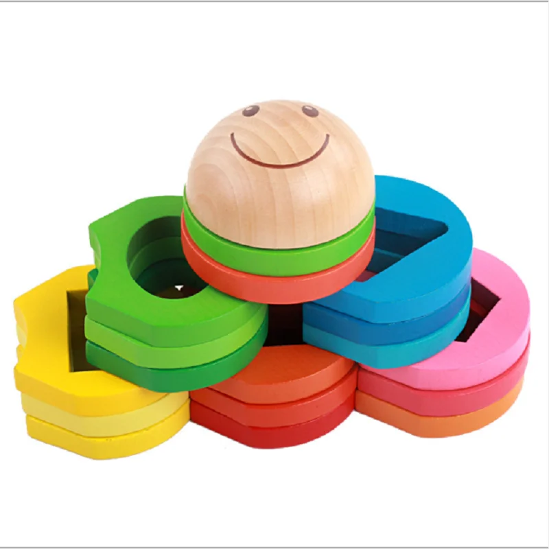 

Baby Toys Flowers Shape Set of Column Wooden Toys For Kids Caterpillar Building Blocks Child Geometry Shape Column Birthday Gift