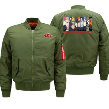 

Naruto Akatsuki Male Jacket 2019 Winter Military Pilot Coat Zip Men Casual Hip Hop Bomber Oversized Outwear Men Army Retro Tops