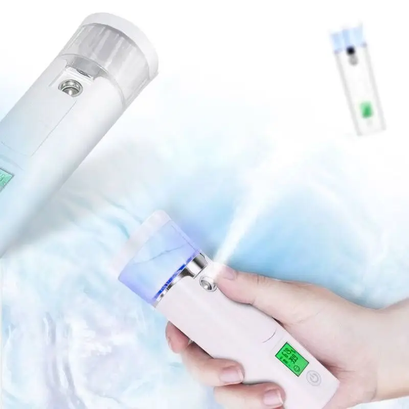 

Mini USB Nano Facial Steamer Sprayer LCD Screen Testing Moisture Face Spa Hydrating Moisturizing Skin Care Handy Rechargeable