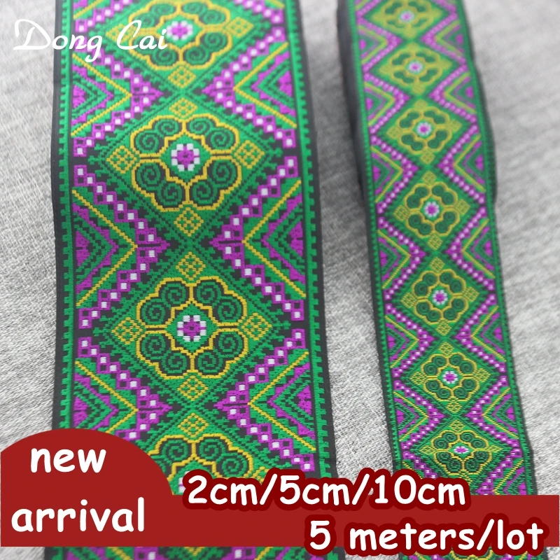 5m/lot 2cm/5cm/10cm National ethnic embroidered lace webbing DIY