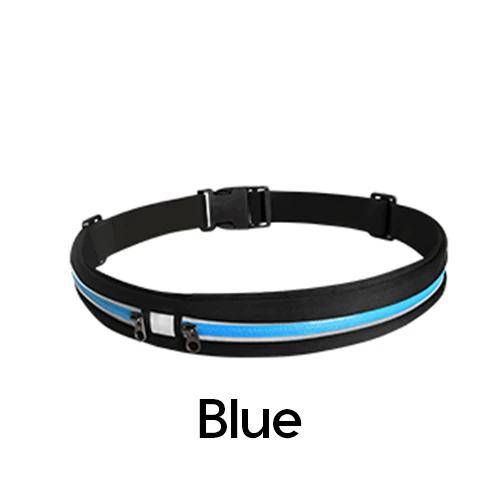 Sports Running Belt Slim Waist Pocket Belt Outdoor Dual Pouch 2 Pockets Sweatproof Reflective Waist Pack Fitness Workout Bag - Цвет: Blue