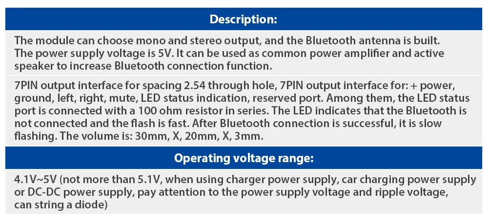 Универсальный модуль приемника Bluetooth 7 контактный выходной интерфейс усилитель