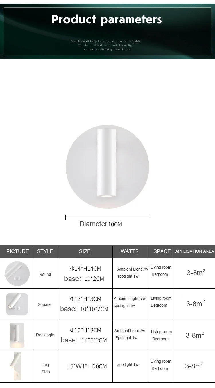 Luminária de Parede Interno com Interruptor Iluminação de Leitura Led para Quarto Duplo Ângulo Ajustável Oscilante Rotativa 3000k 8 Luminária de parede led para quarto interno