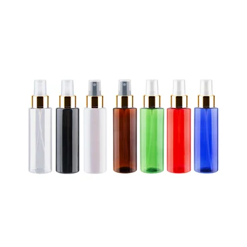 

50pc/lot Empty Transparent Perfume Spray Bottle 100ml Clear Plastic Bottle With Gold Aluminum Mist Sprayer Pump Container