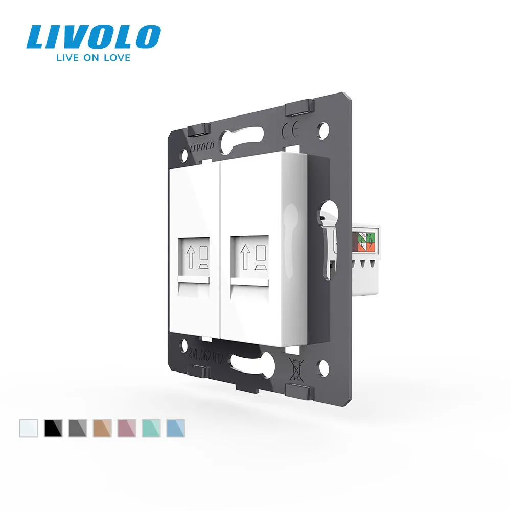 Manufacture Livolo,The Base Of Socket /Outlet /Plug For DIY Product, 2 Gangs Computer Socket RJ45 ,VL-C7-2C-11 afbeelding