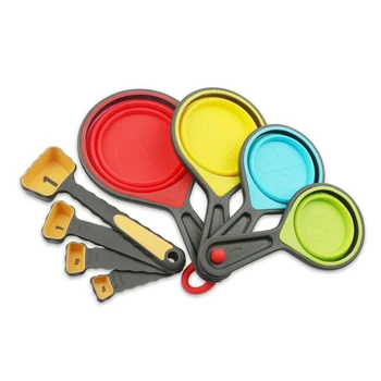 

8Pcs/Set Food Grade Silicone Measuring Cups Spoons Kitchen Tool Cake Ice Cream Collapsible Baking Cook Tools