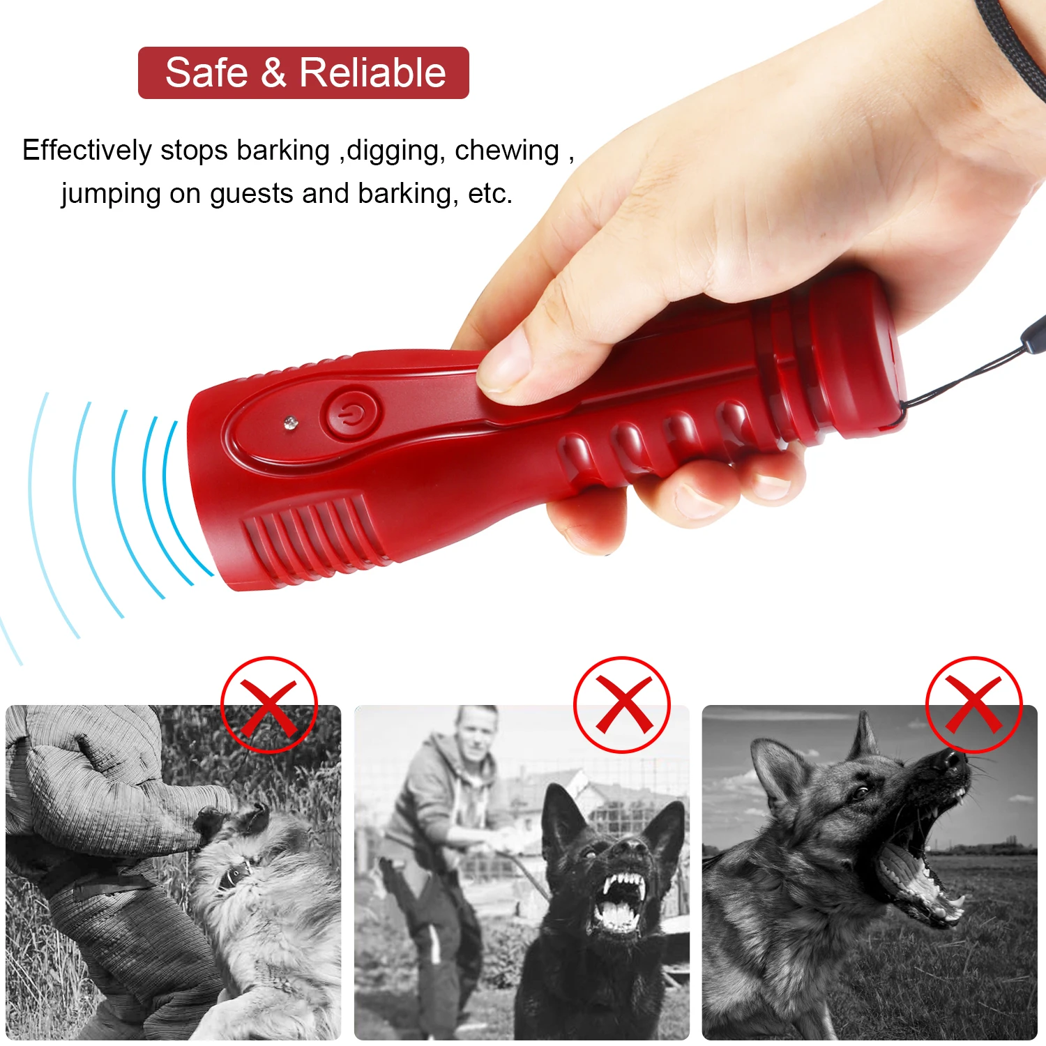 3 in 1 Anti Barking Stop-Barking Ultrasonic Dog Repeller Outdoor Bark Pet Trainer pet supplies