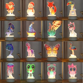 

Cartoon Animal Night Lamp LED Decoration Light Lamp DIY Drill Diamond Painting Light Night Lamp Bedroom Home Desk Decorative
