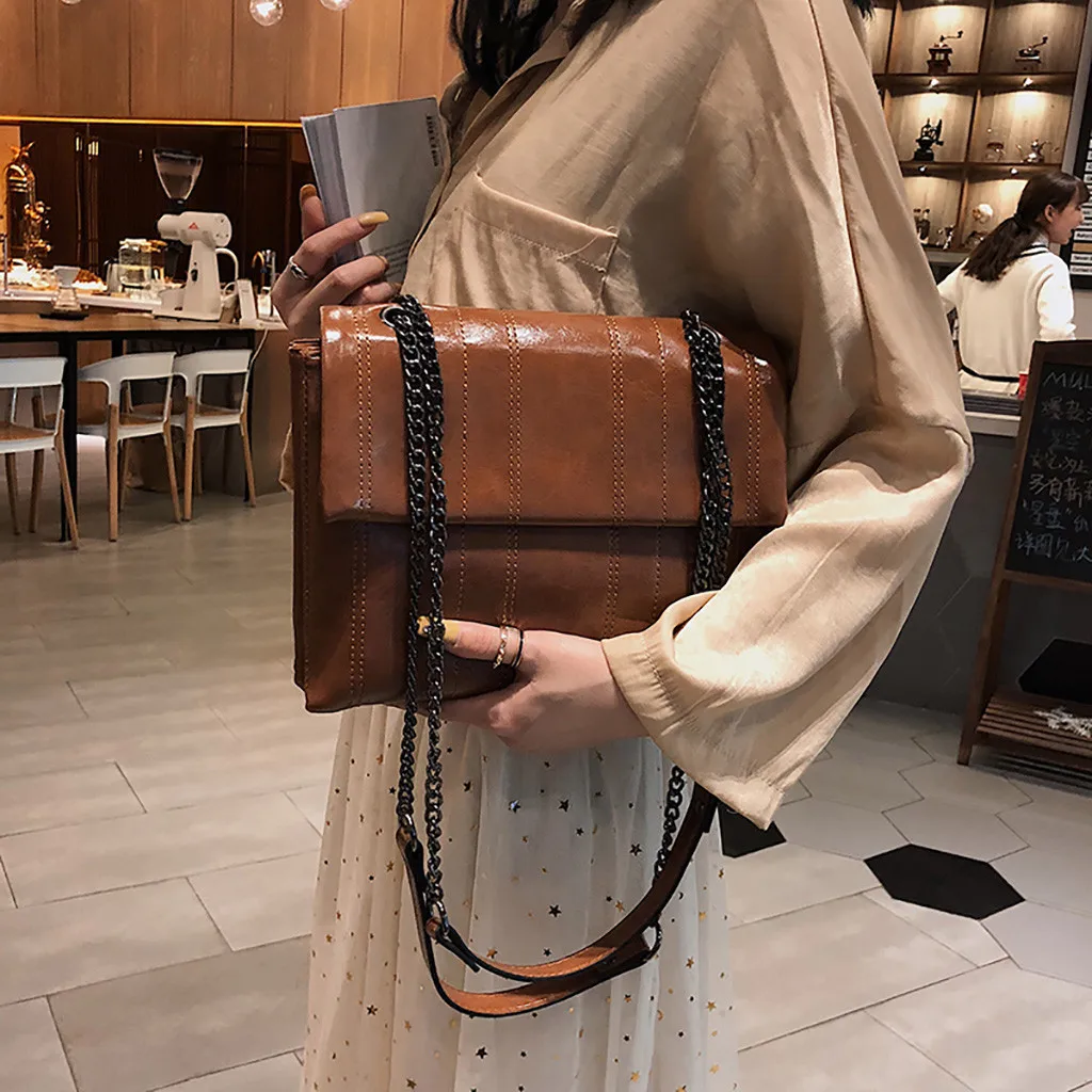 

Pu Leather Womens Crossbody Bags Solid Color Sewing Thread Fashion Shoulder Messenger Bags luxury women bags high quality HOT 8