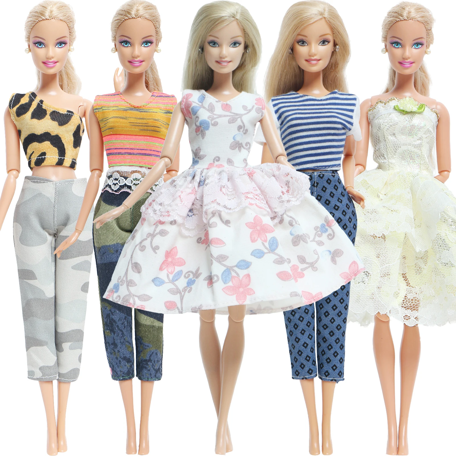 BJDBUS 5 Pcs/Set Fashion Mix Style Doll Outfit Party Dress Gown Princess Skirt Accessories Clothes for Barbie DIY Toys | Игрушки и хобби