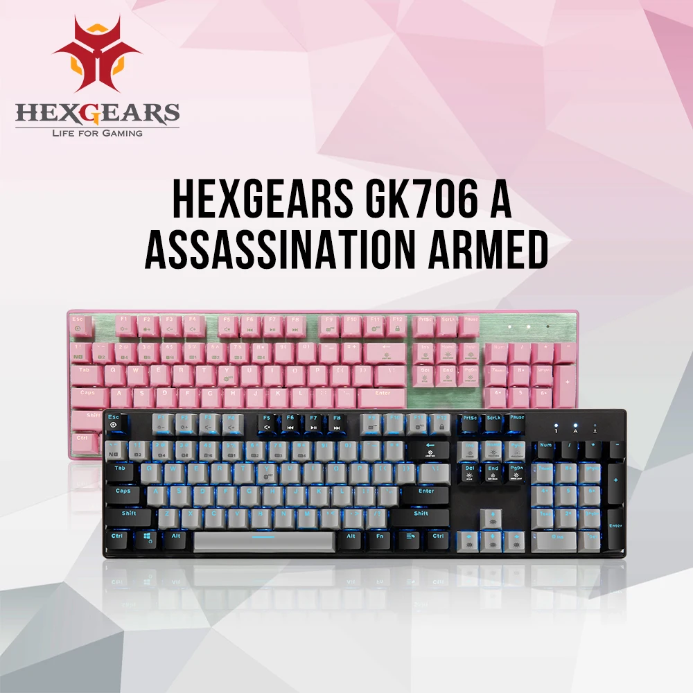 HEXGEARS GK706 Mechanical Gaming Keyboard Kailh MX Blue Switch 104 Key Water Resistance Mechanical Keyboard Pink