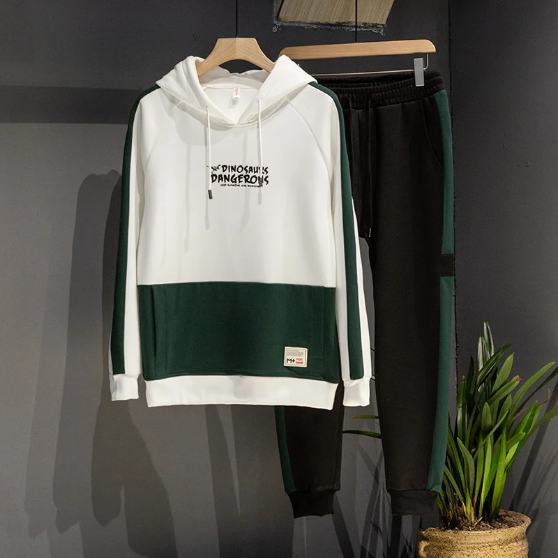 

New Tracksuit Men Set High Quality Men Sportswear Sets Letter printing Hoodie+Pants Two-piece set Casual Youth sports suit