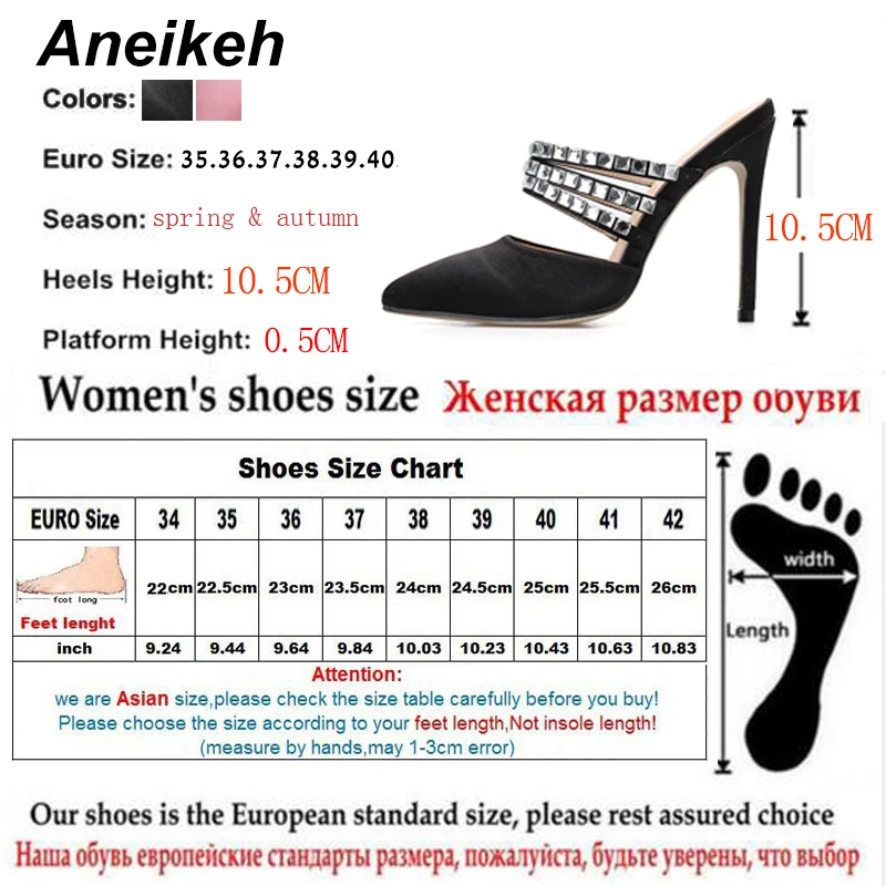 Aneikeh/Стразы пикантные Туфли-лодочки Дамские сапоги; Фетиш на высоком каблуке, с острым носком, с петлей на пятке; обувь для вечеринок туфли-лодочки на тонком каблуке размер 35-41