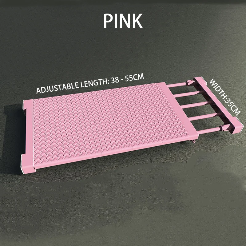 Pink 38-55cm 35cm 35 см ширина выдвижной шкаф Органайзер полка Регулируемый Кухонный Шкаф держатель для хранения вешалка для шкафа шкаф Органайзер полка - Цвет: Pink 38-55cm 35cm