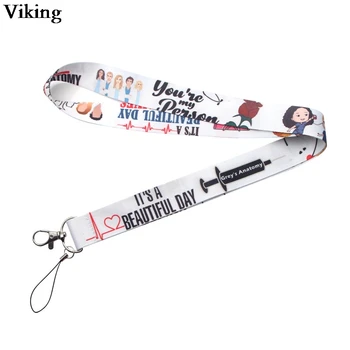 

20pcs/set Grey's Anatomy TV Show Lanyards For Keys ID Badge Phone Neck Strap with Whistle Keychains Hang Rope Lanyard G0316