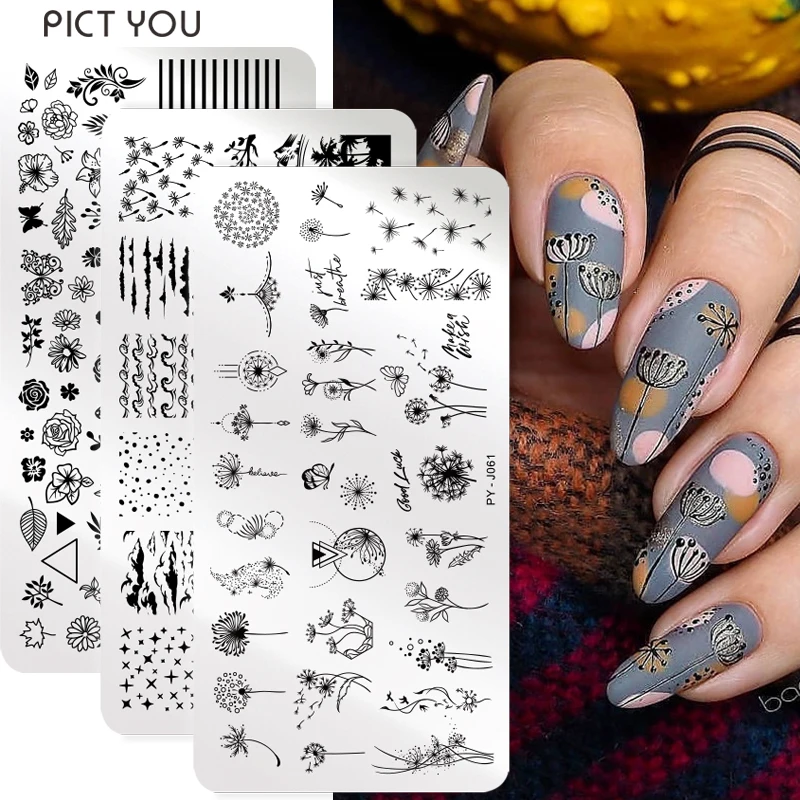 

PICT YOU Nail Stamping Plates Flower Pattern Nail Art Plate Stencil Line Pictures Theme Image Template Nail Tools