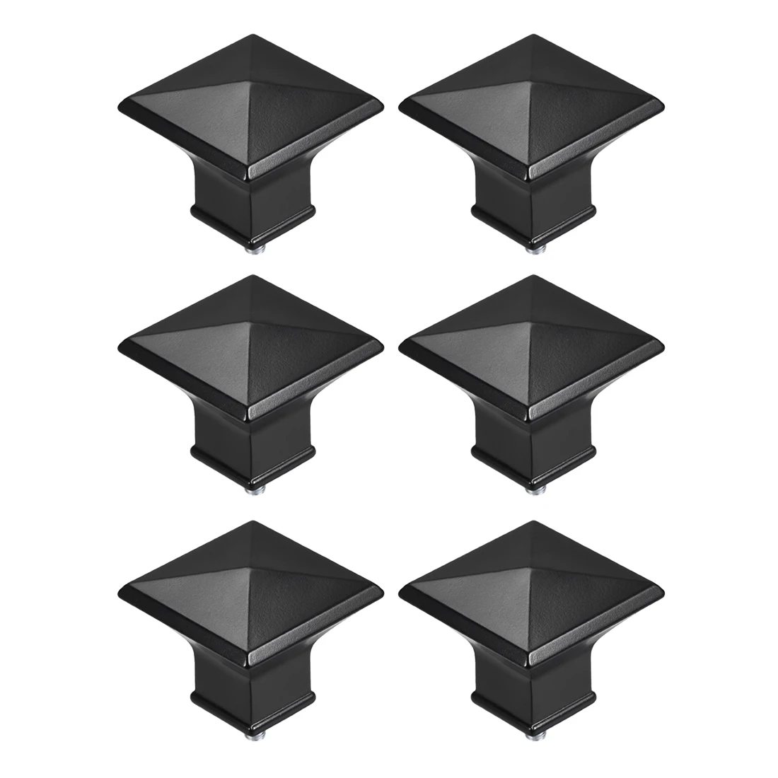 Uxcell 6pcs Curtain Rod Finials,plastic End For 16mm Dia(max.) Rod,m5 Thread Dia,square Design