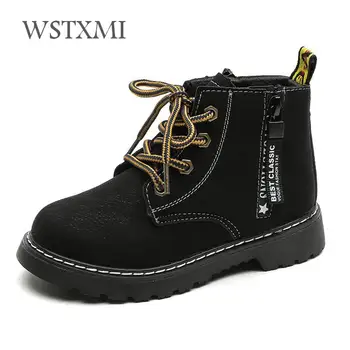 

Autumn Winter New Kids Martin Boots for Boys Leather Ankle Snow Boots Waterproof Big Girls Boots Children Fashion Western Boots