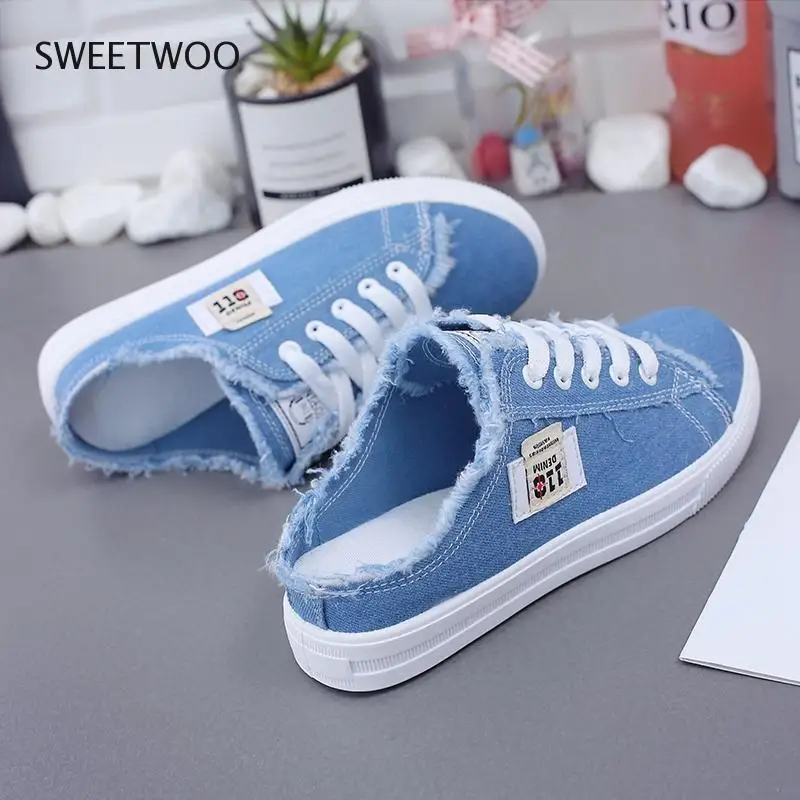 2021 Spring Summer Women Canvas Shoes flat sneakers women casual shoes low upper lace up white shoes