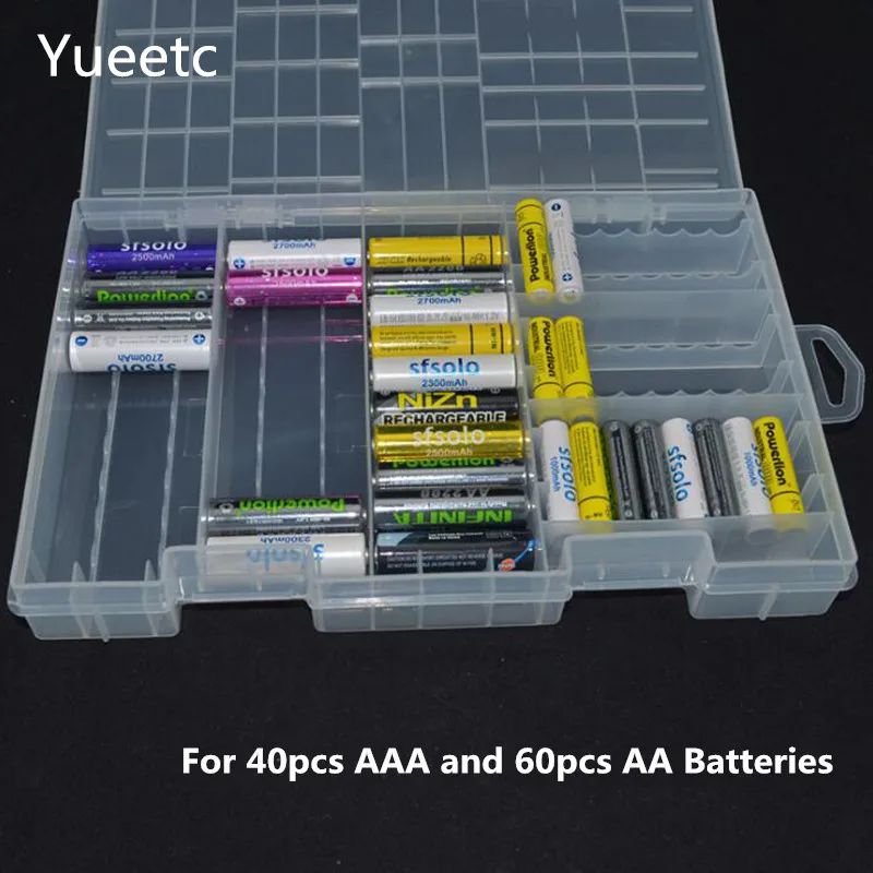 

60pcs AA + 40pcs AAA Battery Storage Box Transparent AAA AA Battery Case Plastic Battery Holder Storage Organizer