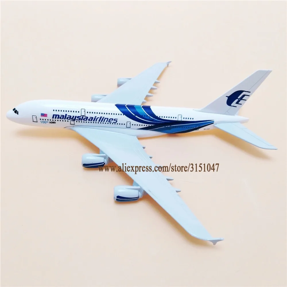 Металлическая воздушная Малайзия A380 модель самолета Малайзия Airbus 380 Airways модель самолета Стенд самолет Синий подарки 20 см