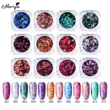 Monja роспись ногтей Золотая и серебряная фольга бумажные фейерверки наклейки для ногтей Мерцающий Порошок блесток DIY12 цветная роспись ногтей
